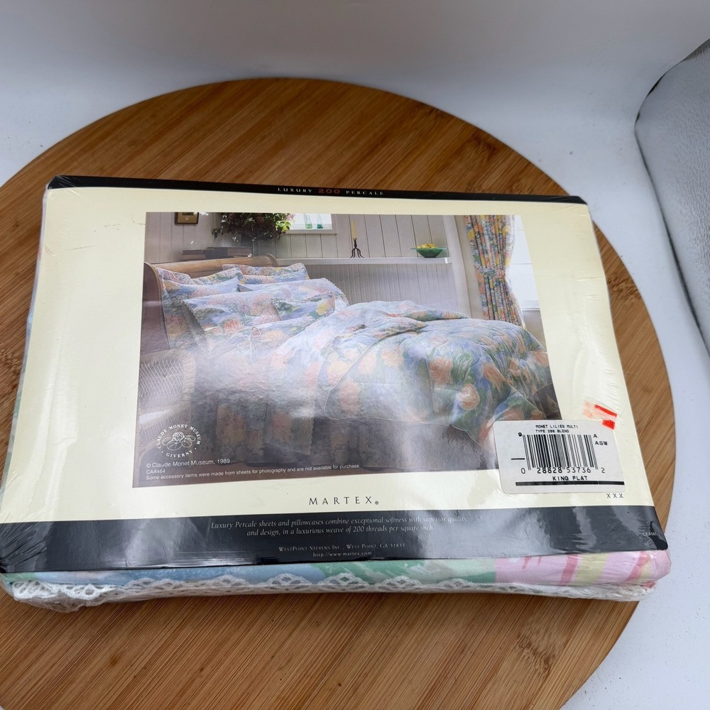 VTG Atelier Martex Monet's Water Lilies King Flat Sheet NWT
